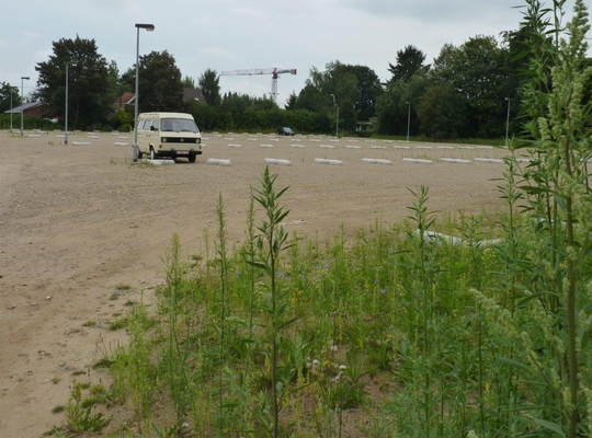 lege en verwilderde parking de parking staat leeg en verwildert